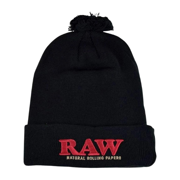 Raw Knit Hat Pom Pom / Black